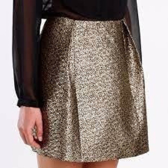 🌟 TIBI PAISLEY JACQUARD PLEATED METALLIC BLACK GOLD HIGH WAIST MINI SKIR… - Picture 2 of 12